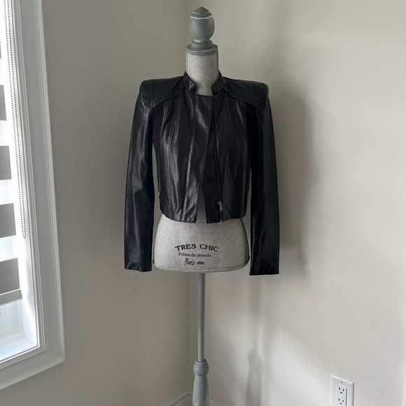 🇨🇦 Black Shiny Bomber Jacket ~ SIZE S 🖤 - Picture 2 of 7